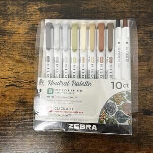 Zebra 8 Mildliner Markers Double Ended 2 Clickart Retractable Marker Pen Neutral